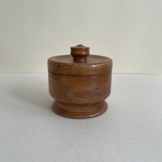 Round wooden lidded box