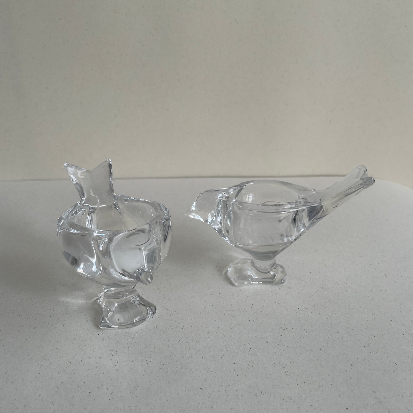 Clear Glass Swallow Birds Egg Cups Set