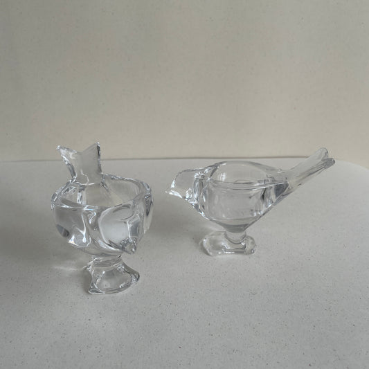 Clear Glass Swallow Birds Egg Cups Set