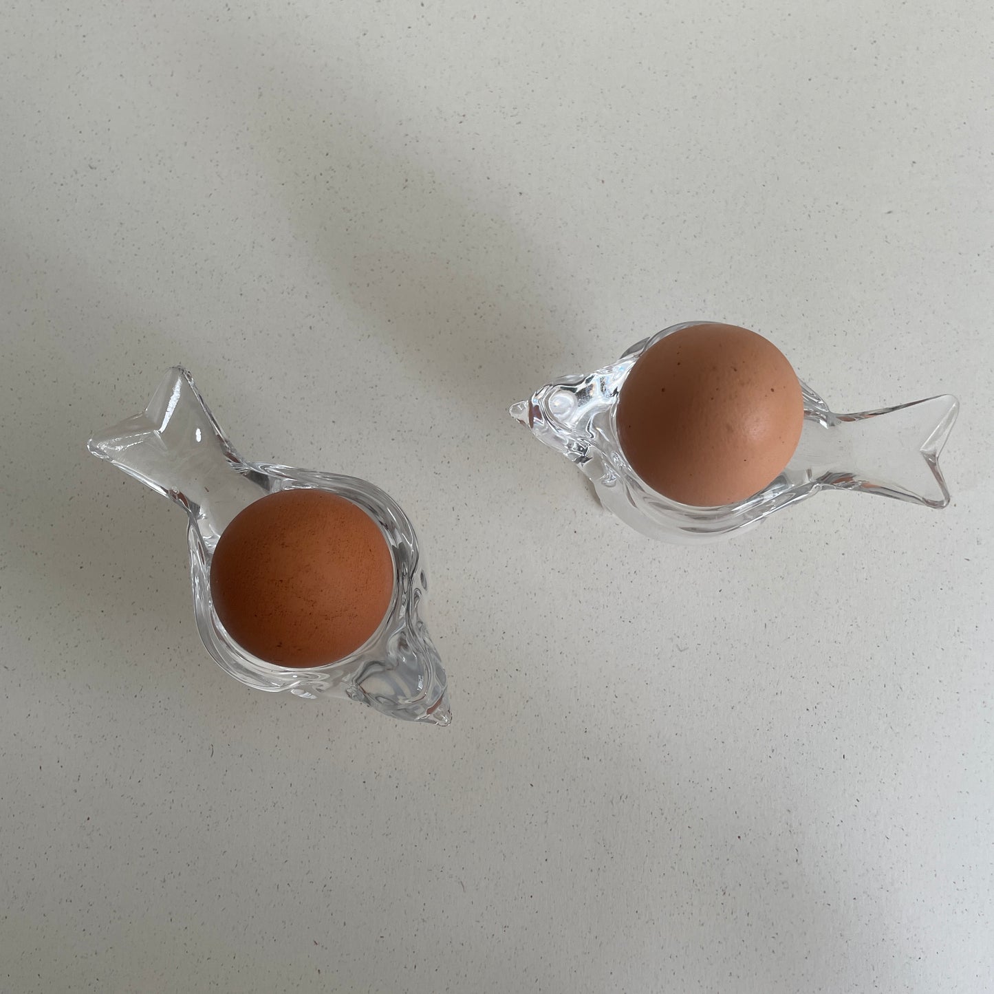 Clear Glass Swallow Birds Egg Cups Set