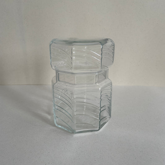 Dansk Delicate Clear Glass Apothecary Geometric Embossed Jar