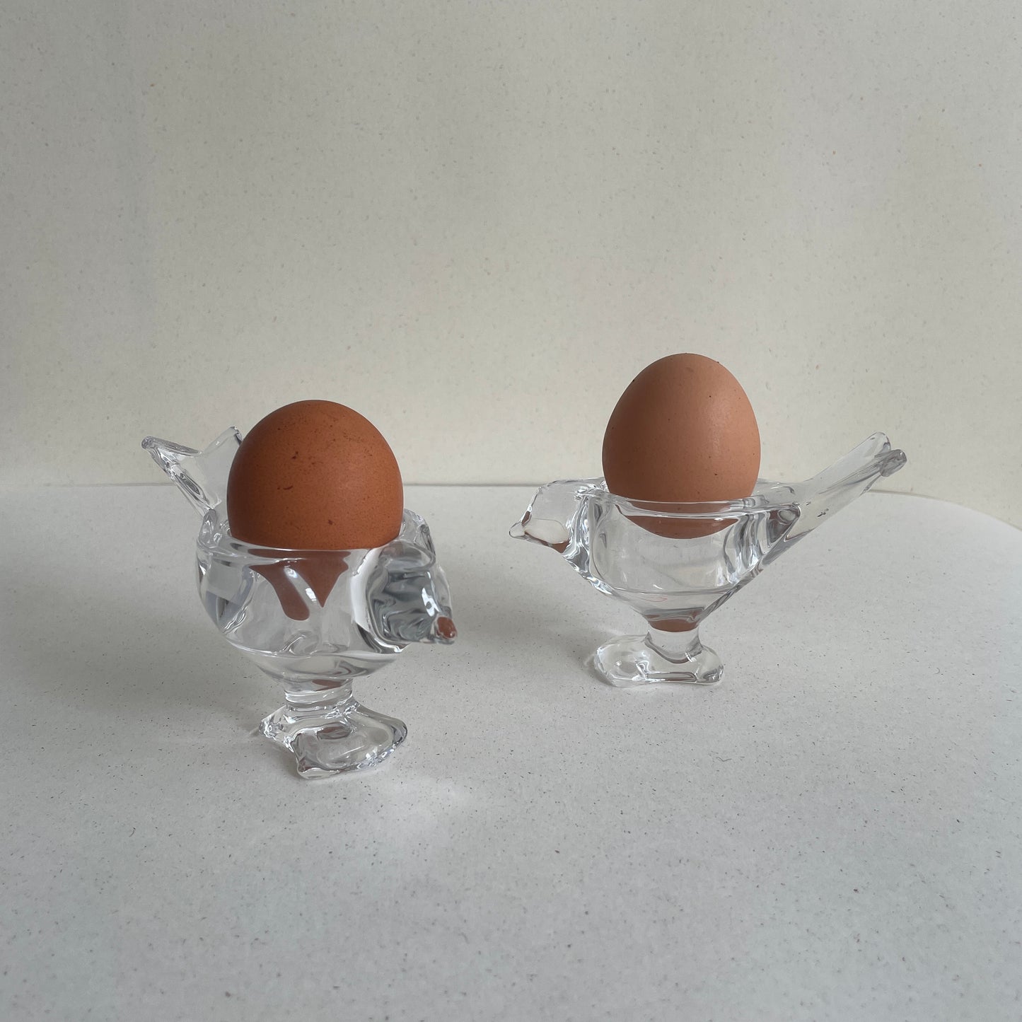 Clear Glass Swallow Birds Egg Cups Set