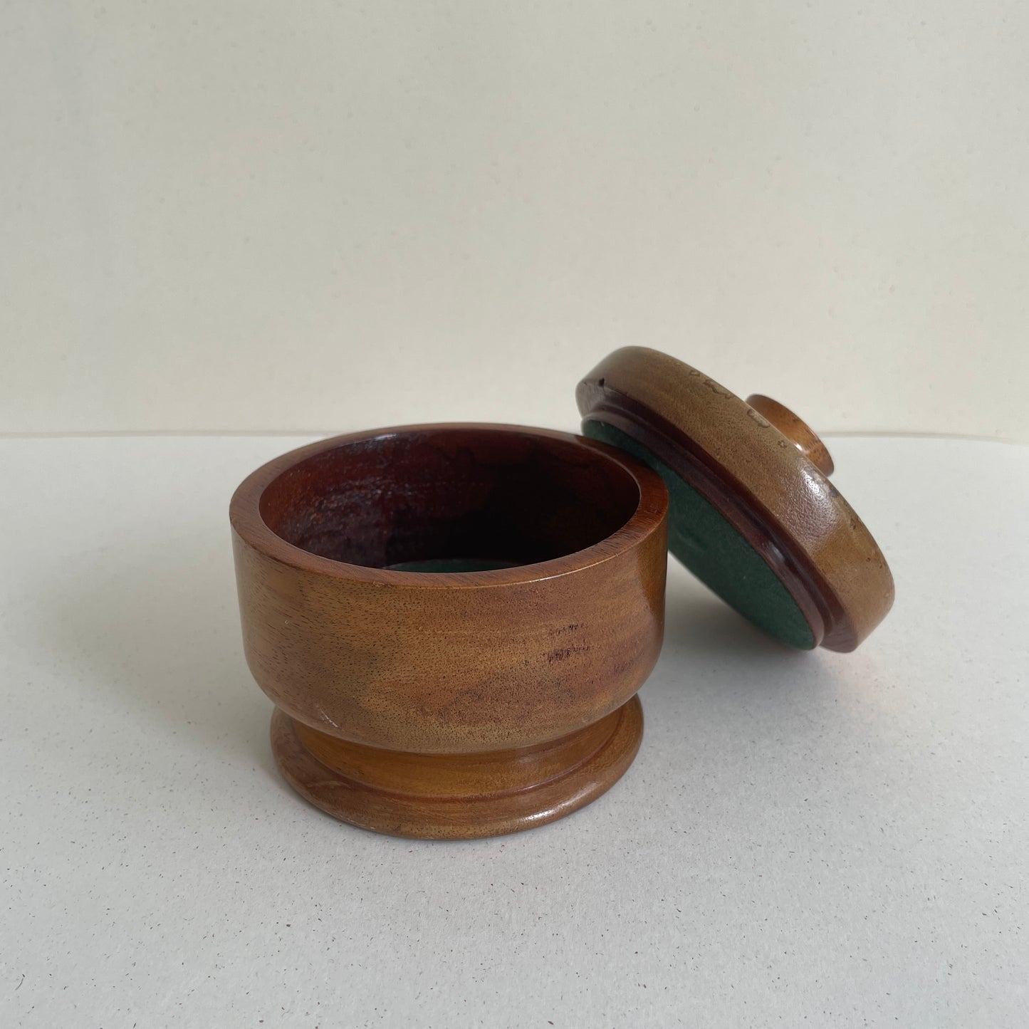 Round wooden lidded box